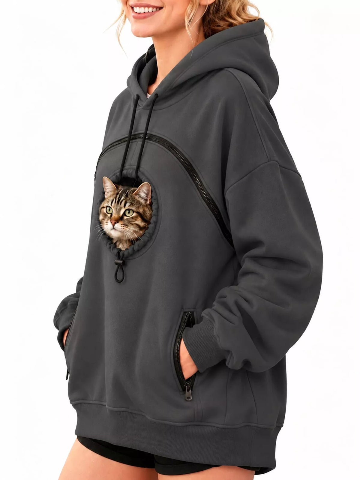 Full Size Pet Carrier Kangaroo Pouch Hoodie Plus Size - Bitsy Gypsy Boutique
