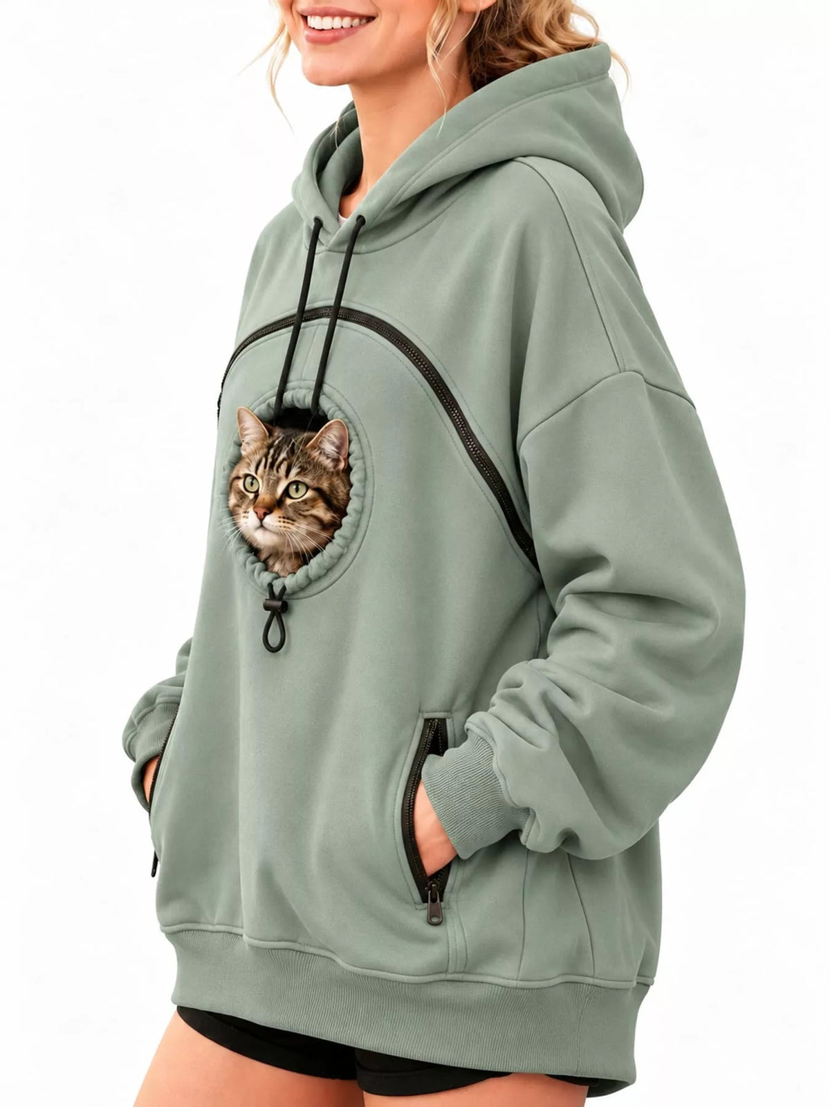 Full Size Pet Carrier Kangaroo Pouch Hoodie Plus Size - Bitsy Gypsy Boutique