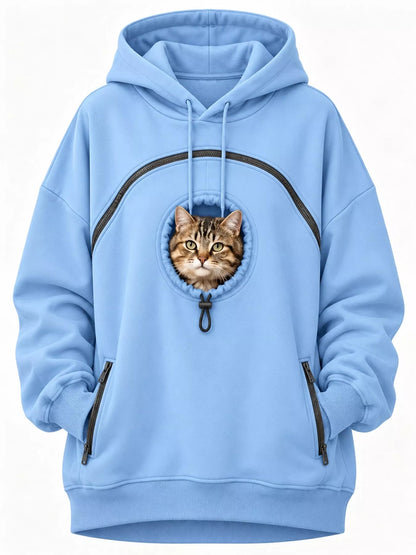 Full Size Pet Carrier Kangaroo Pouch Hoodie Plus Size - Bitsy Gypsy Boutique