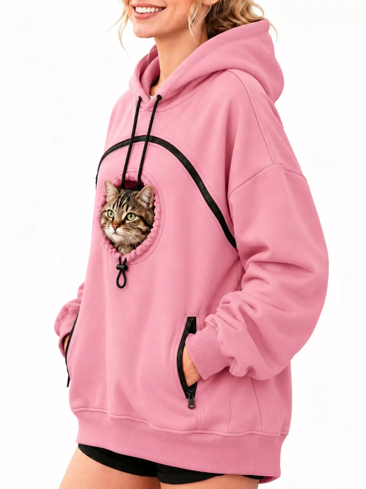 Full Size Pet Carrier Kangaroo Pouch Hoodie Plus Size - Bitsy Gypsy Boutique