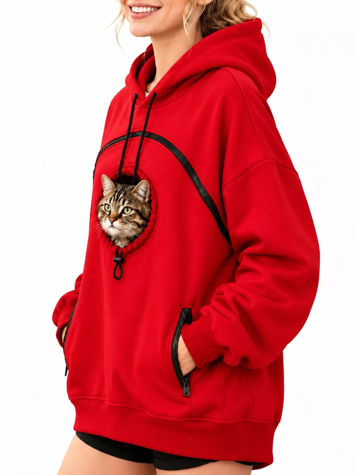 Full Size Pet Carrier Kangaroo Pouch Hoodie Plus Size - Bitsy Gypsy Boutique