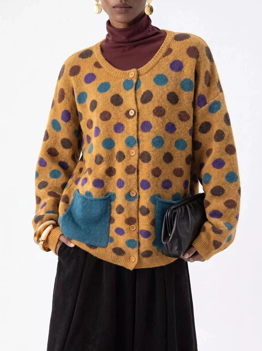 Full Size Polka Dot Button Down Cardigan Plus Size - Bitsy Gypsy Boutique