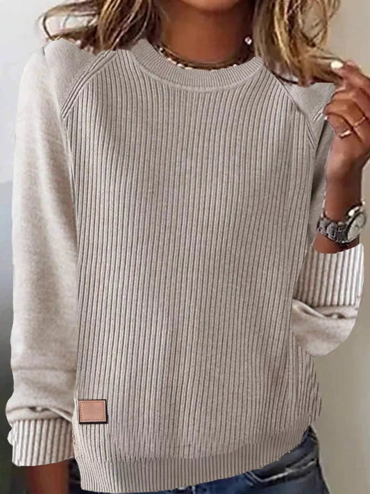 Full Size Ribbed Knit Raglan Sleeve Sweater Plus Size - Bitsy Gypsy Boutique