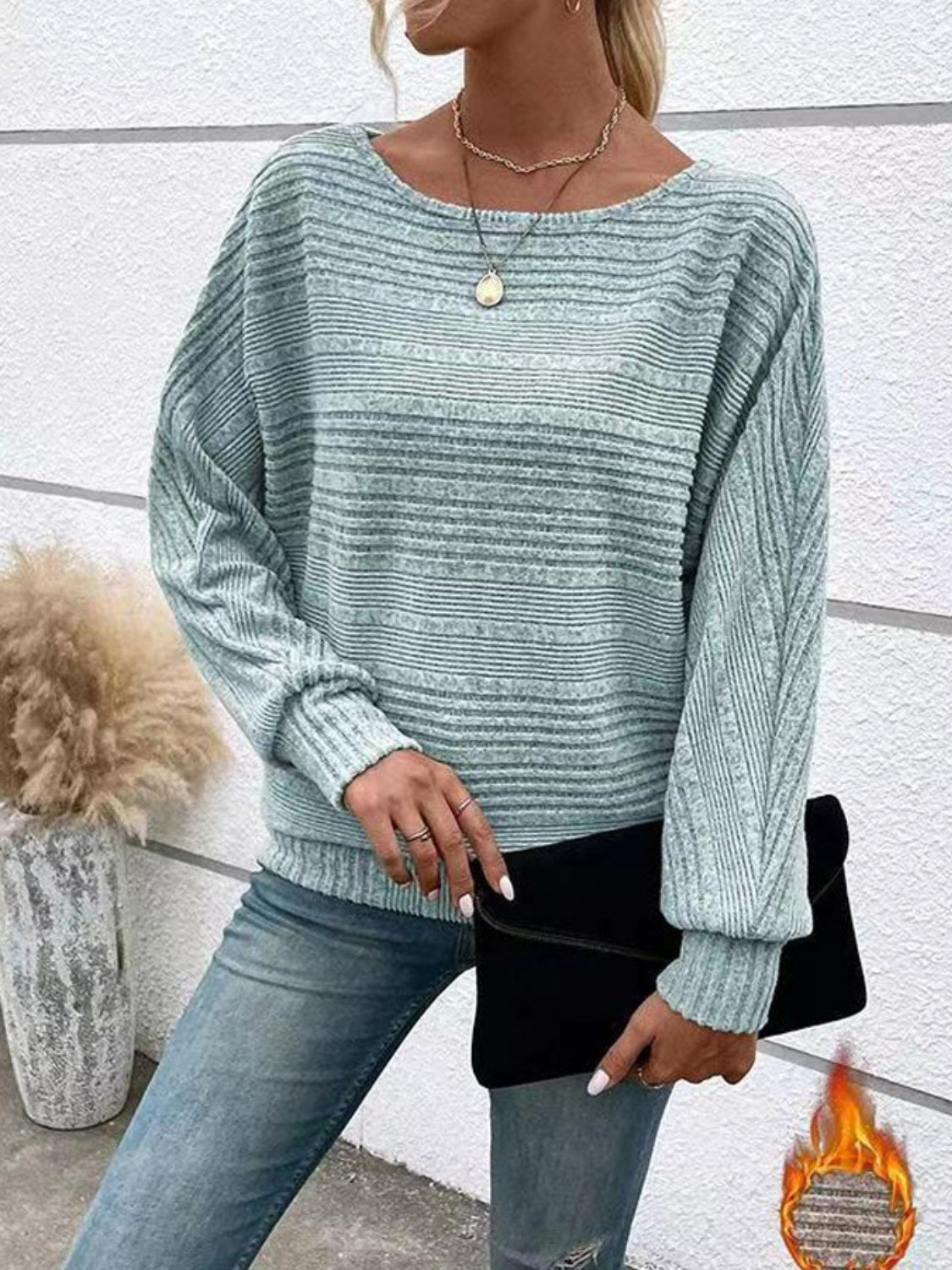 Full Size Round Neck Long Sleeve Top - Bitsy Gypsy Boutique