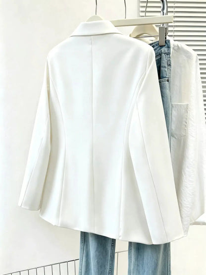 Full Size Single-Breasted Lapel Collar Blazer Plus Size by Trendsi