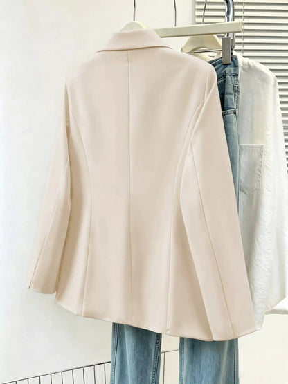Full Size Single-Breasted Lapel Collar Blazer Plus Size by Trendsi