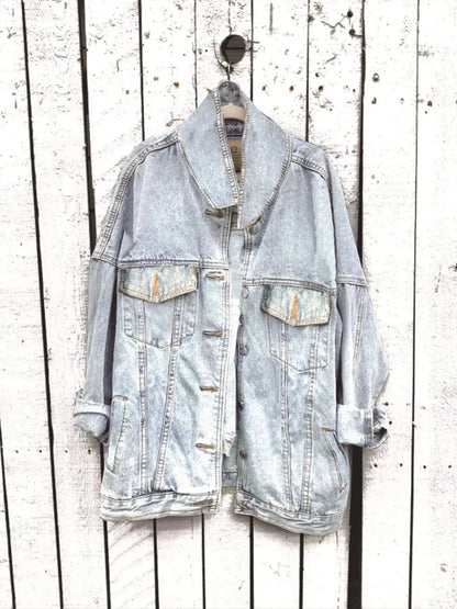 Full Size Skull Graphic Button Up Denim Jacket Plus Size - Bitsy Gypsy Boutique