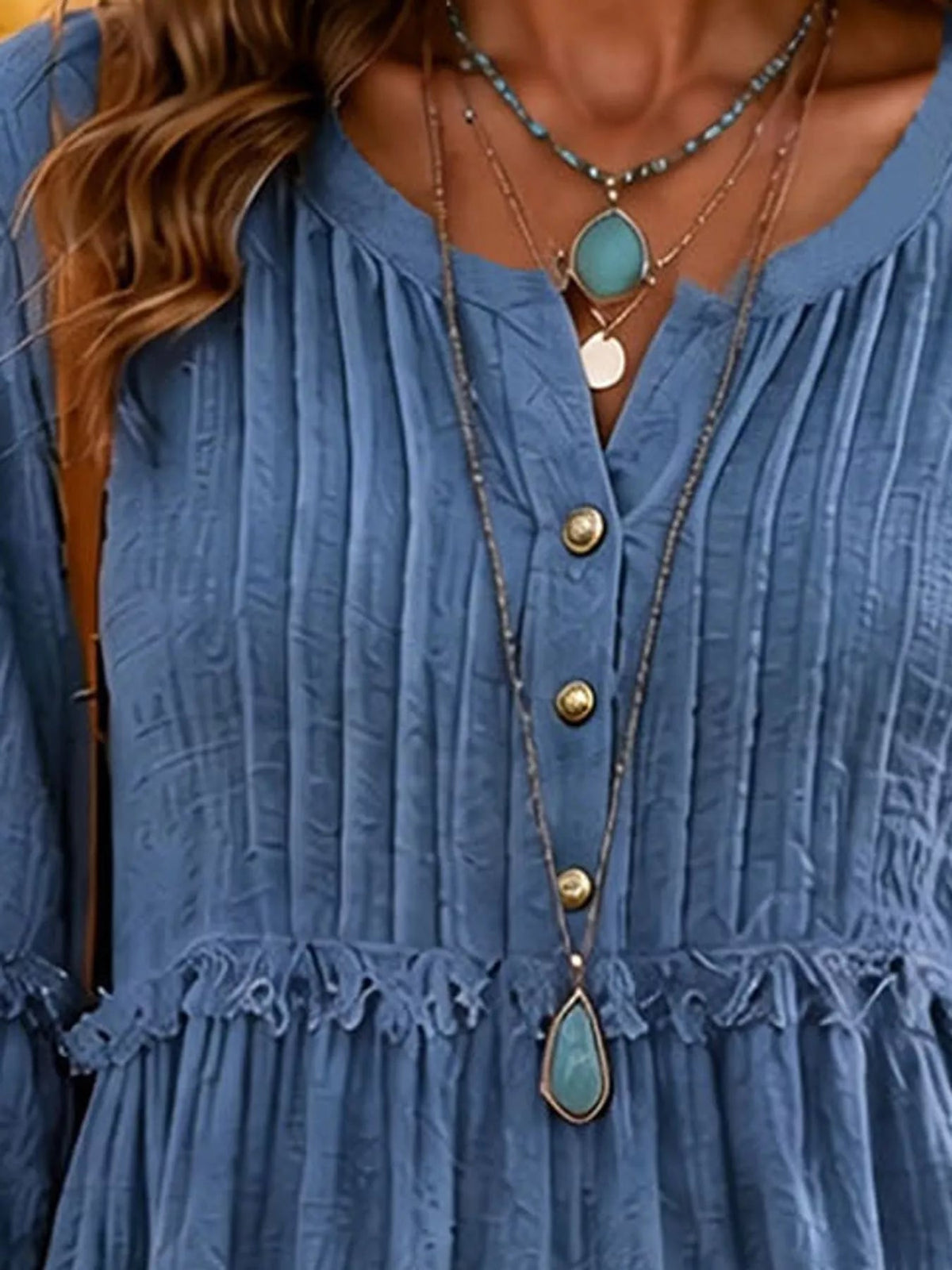 Full Size Snap Down Long Sleeve Blouse Plus Size - Bitsy Gypsy Boutique