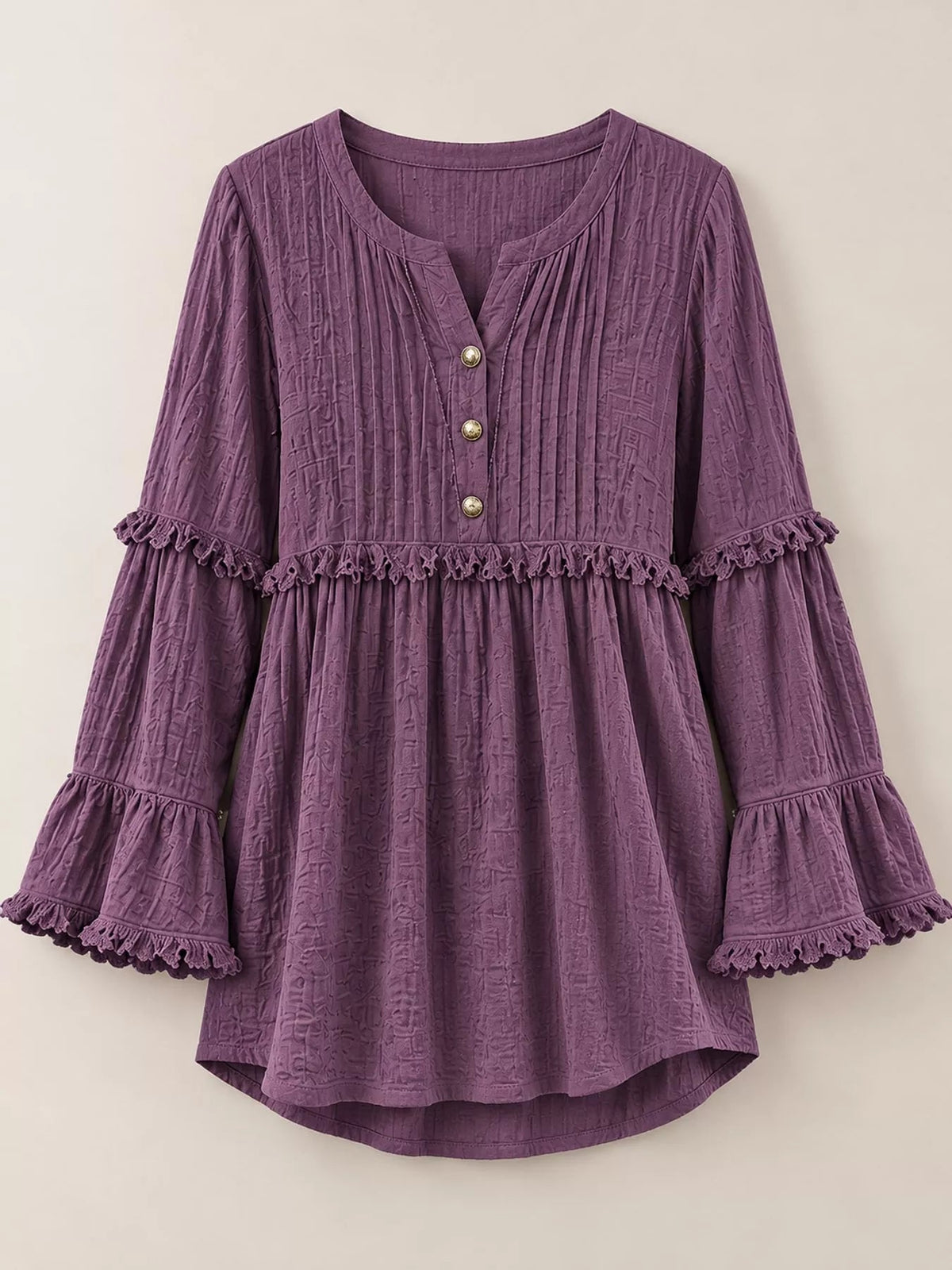 Full Size Snap Down Long Sleeve Blouse Plus Size - Bitsy Gypsy Boutique