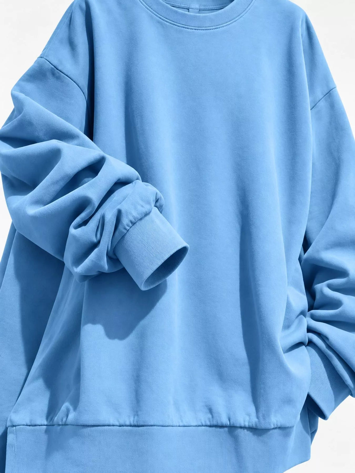 Full Size Solid Color Crew Neck Sweatshirt Plus Size - Bitsy Gypsy Boutique
