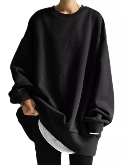 Full Size Solid Color Crew Neck Sweatshirt Plus Size - Bitsy Gypsy Boutique