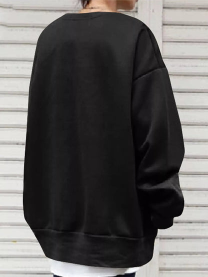 Full Size Solid Color Crew Neck Sweatshirt Plus Size - Bitsy Gypsy Boutique