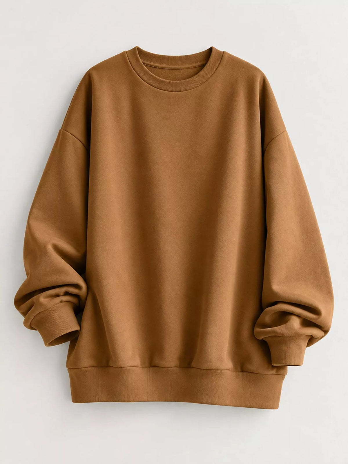 Full Size Solid Color Crew Neck Sweatshirt Plus Size - Bitsy Gypsy Boutique