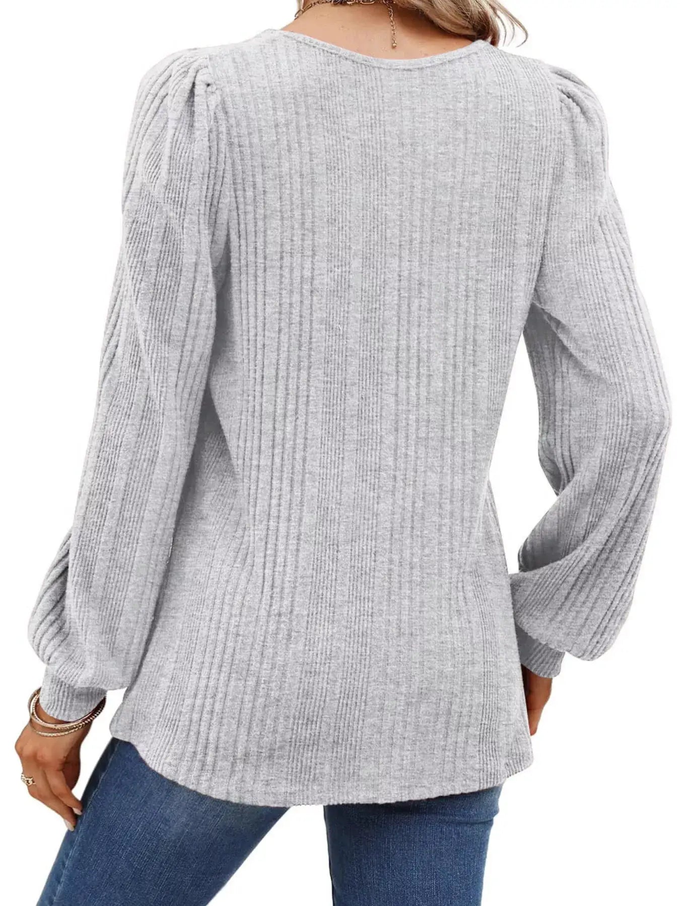 Sugar and Spice Square Neck Ribbed Knit Top by Trendsi