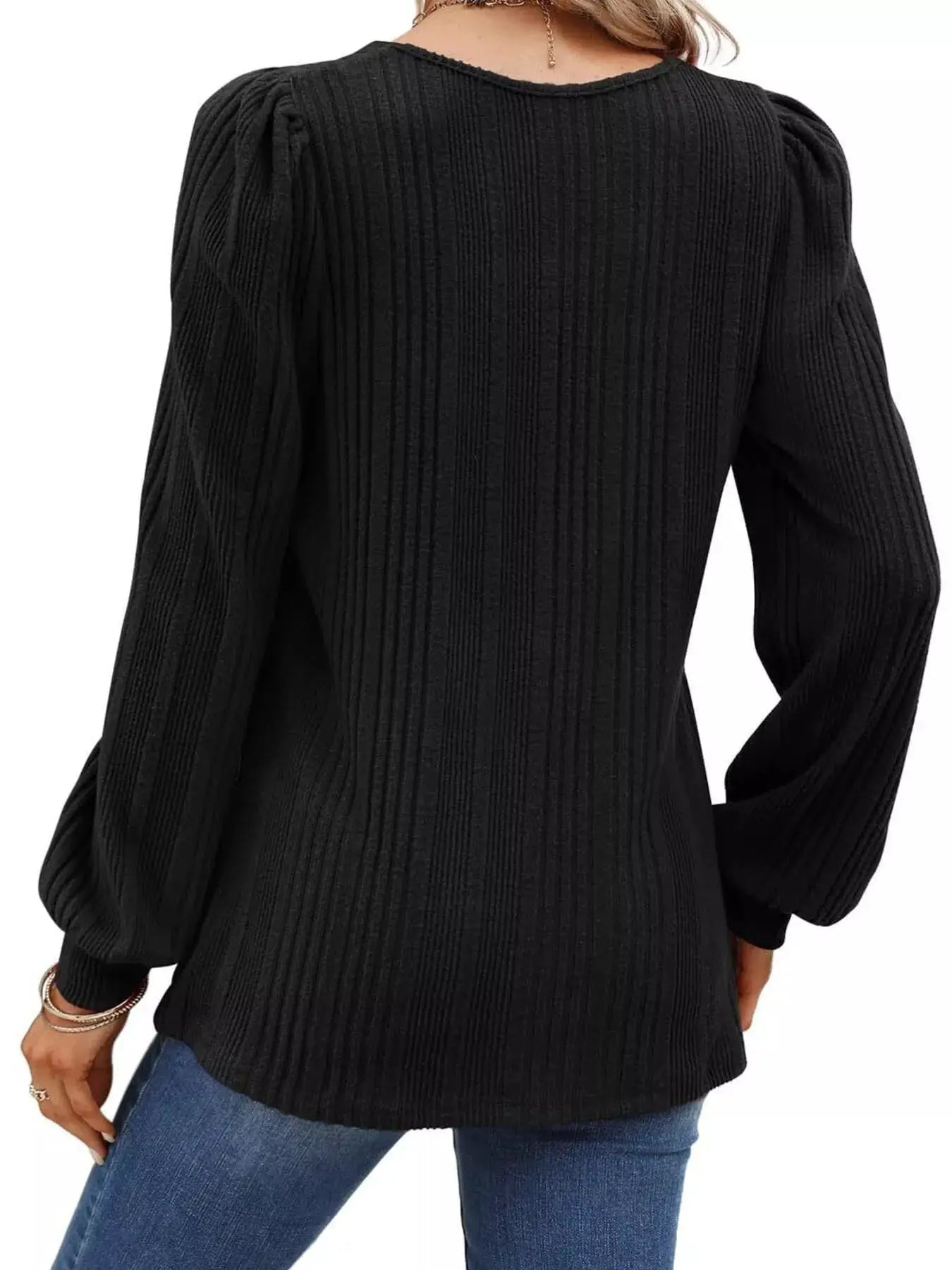 Sugar and Spice Square Neck Ribbed Knit Top by Trendsi