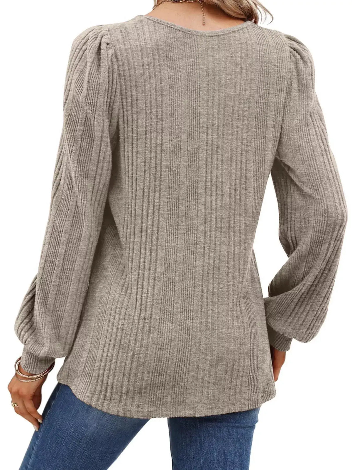Sugar and Spice Square Neck Ribbed Knit Top by Trendsi