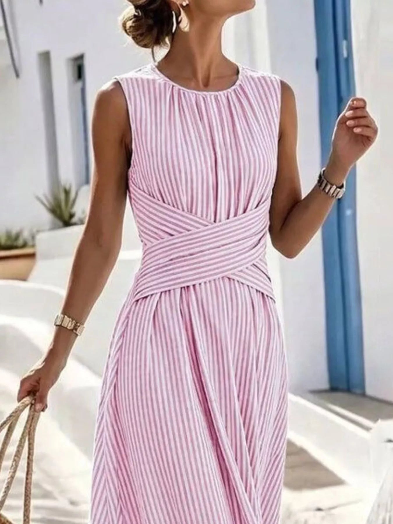 Full Size Striped Sleeveless Maxi Dress Plus Size - Bitsy Gypsy Boutique