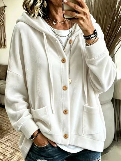 Full Size Velvet Dropped Shoulder Hoodie Plus Size - Bitsy Gypsy Boutique