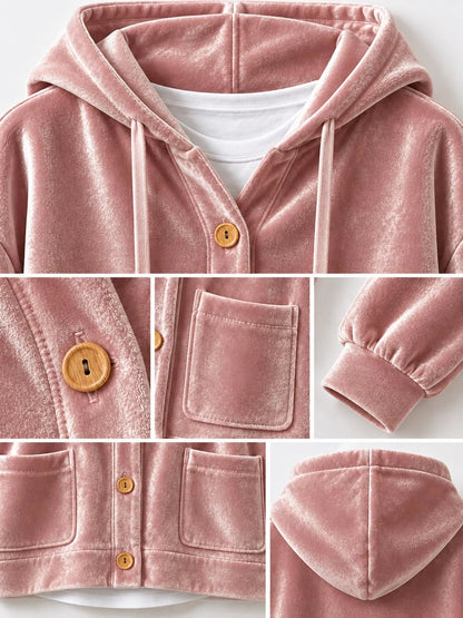 Full Size Velvet Dropped Shoulder Hoodie Plus Size - Bitsy Gypsy Boutique