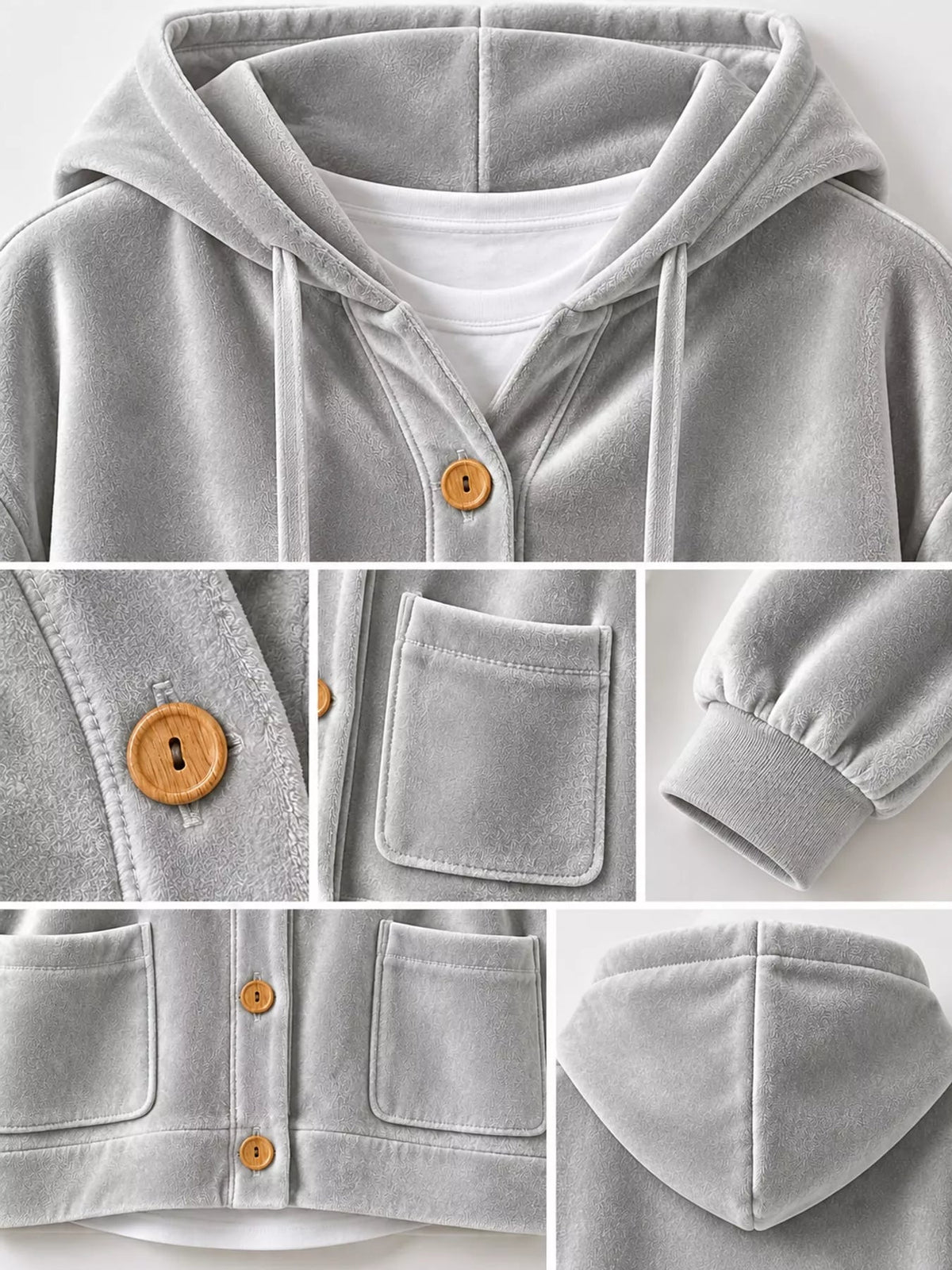 Full Size Velvet Dropped Shoulder Hoodie Plus Size - Bitsy Gypsy Boutique