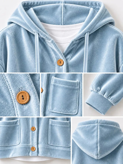 Full Size Velvet Dropped Shoulder Hoodie Plus Size - Bitsy Gypsy Boutique