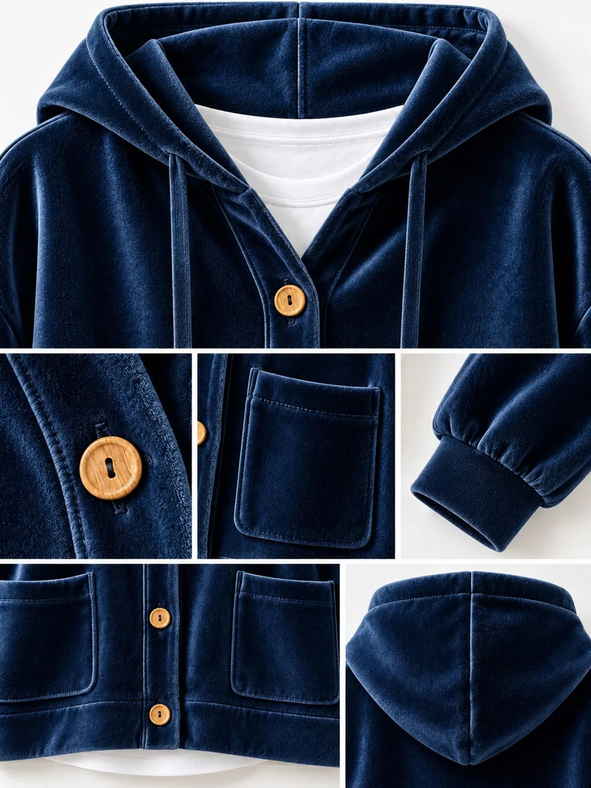 Full Size Velvet Dropped Shoulder Hoodie Plus Size - Bitsy Gypsy Boutique