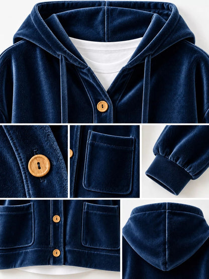Full Size Velvet Dropped Shoulder Hoodie Plus Size - Bitsy Gypsy Boutique