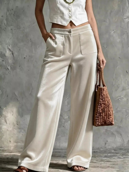 Full Size Velvet Wide-Leg Pants Plus Size - Bitsy Gypsy Boutique