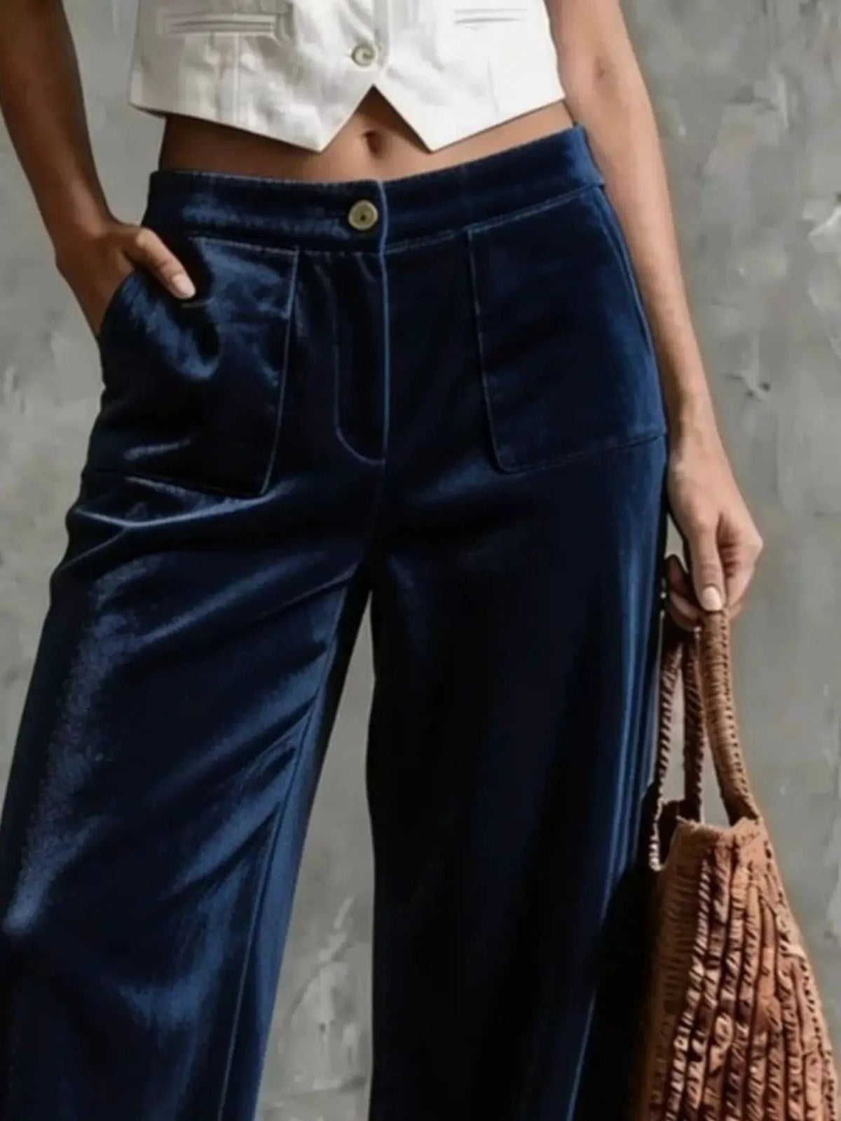 Full Size Velvet Wide-Leg Pants Plus Size - Bitsy Gypsy Boutique