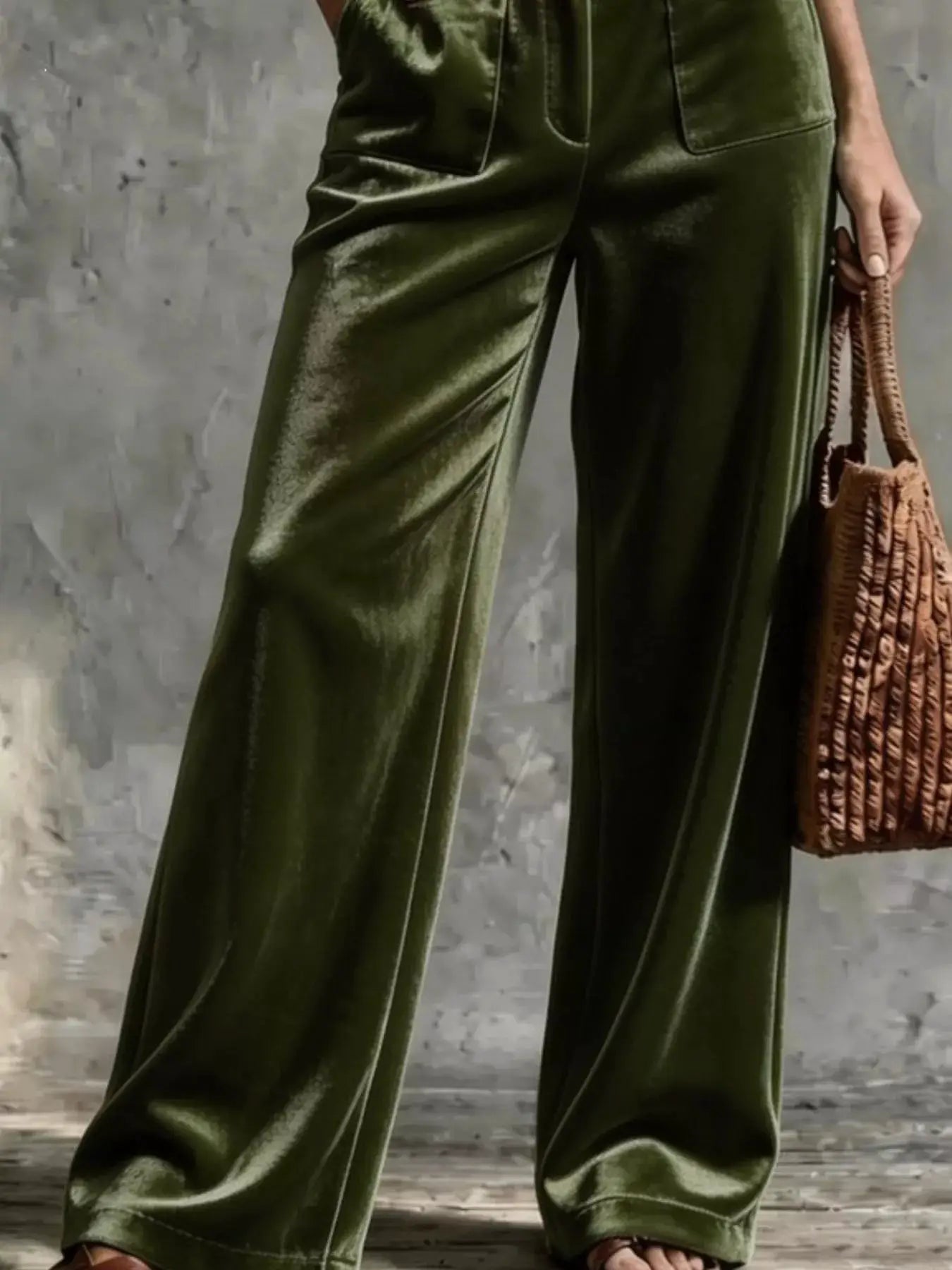 Full Size Velvet Wide-Leg Pants Plus Size - Bitsy Gypsy Boutique