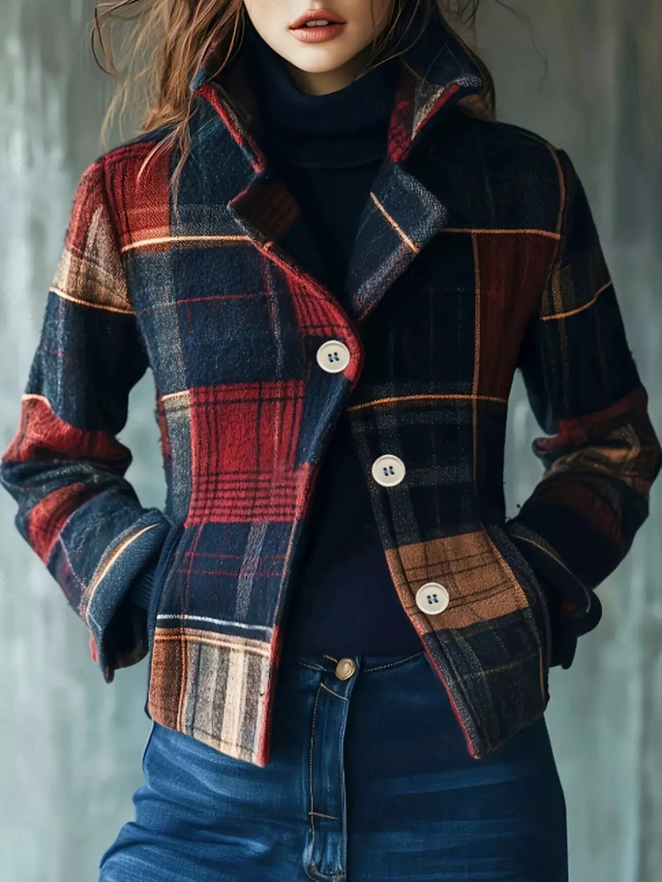 Full Size Vintage Plaid Button Up Outerwear Plus Size - Bitsy Gypsy Boutique
