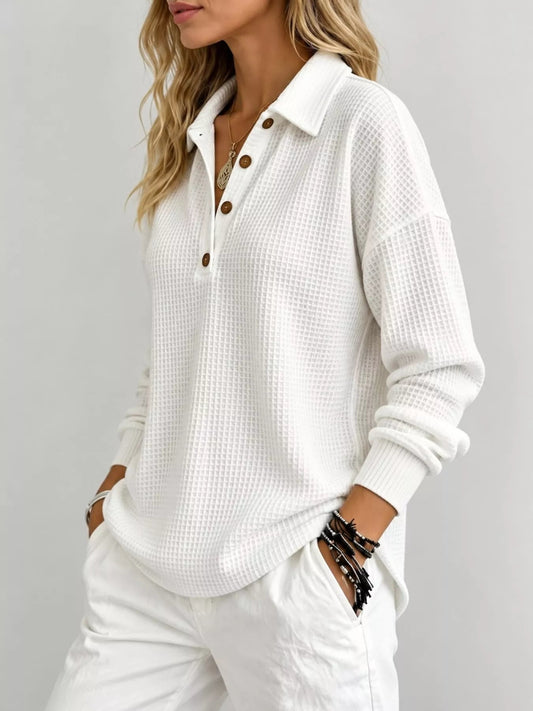 Full Size Waffle Knit Dropped Shoulder Top Plus Size - Bitsy Gypsy Boutique