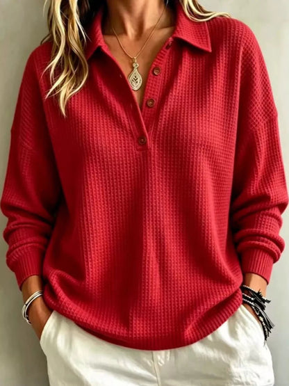 Full Size Waffle Knit Dropped Shoulder Top Plus Size - Bitsy Gypsy Boutique