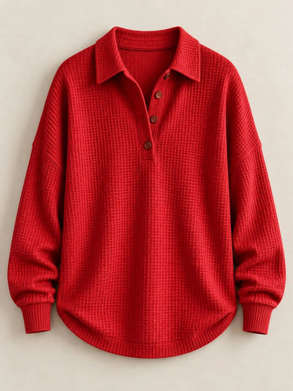 Full Size Waffle Knit Dropped Shoulder Top Plus Size - Bitsy Gypsy Boutique