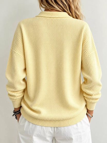 Full Size Waffle Knit Dropped Shoulder Top Plus Size - Bitsy Gypsy Boutique