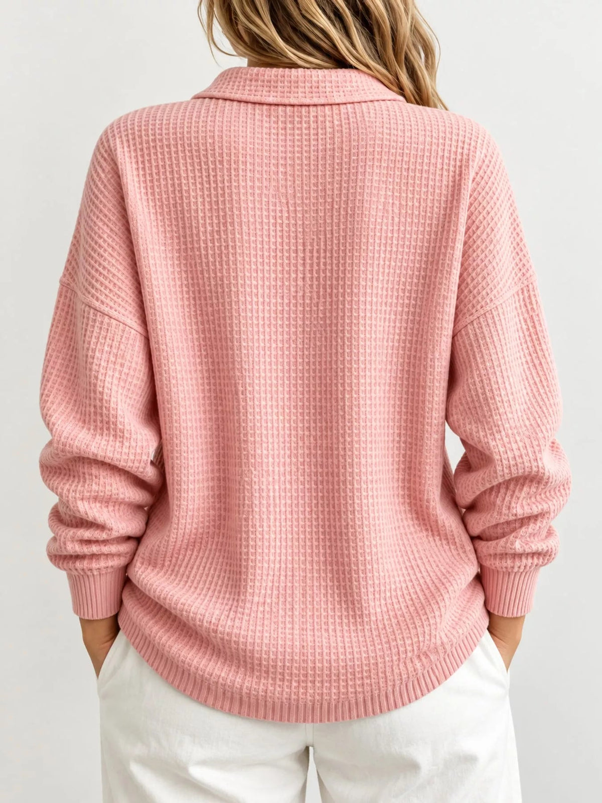 Full Size Waffle Knit Dropped Shoulder Top Plus Size - Bitsy Gypsy Boutique