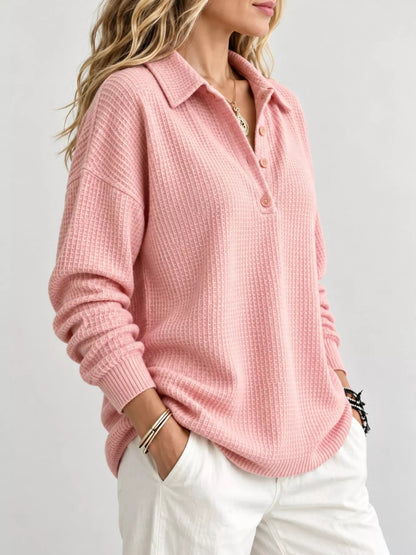 Full Size Waffle Knit Dropped Shoulder Top Plus Size - Bitsy Gypsy Boutique