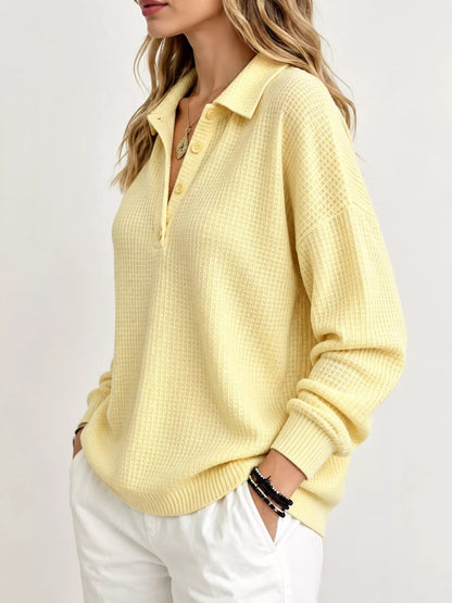 Full Size Waffle Knit Dropped Shoulder Top Plus Size - Bitsy Gypsy Boutique