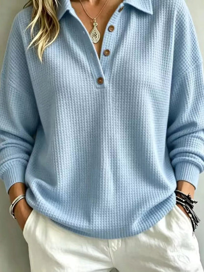Full Size Waffle Knit Dropped Shoulder Top Plus Size - Bitsy Gypsy Boutique