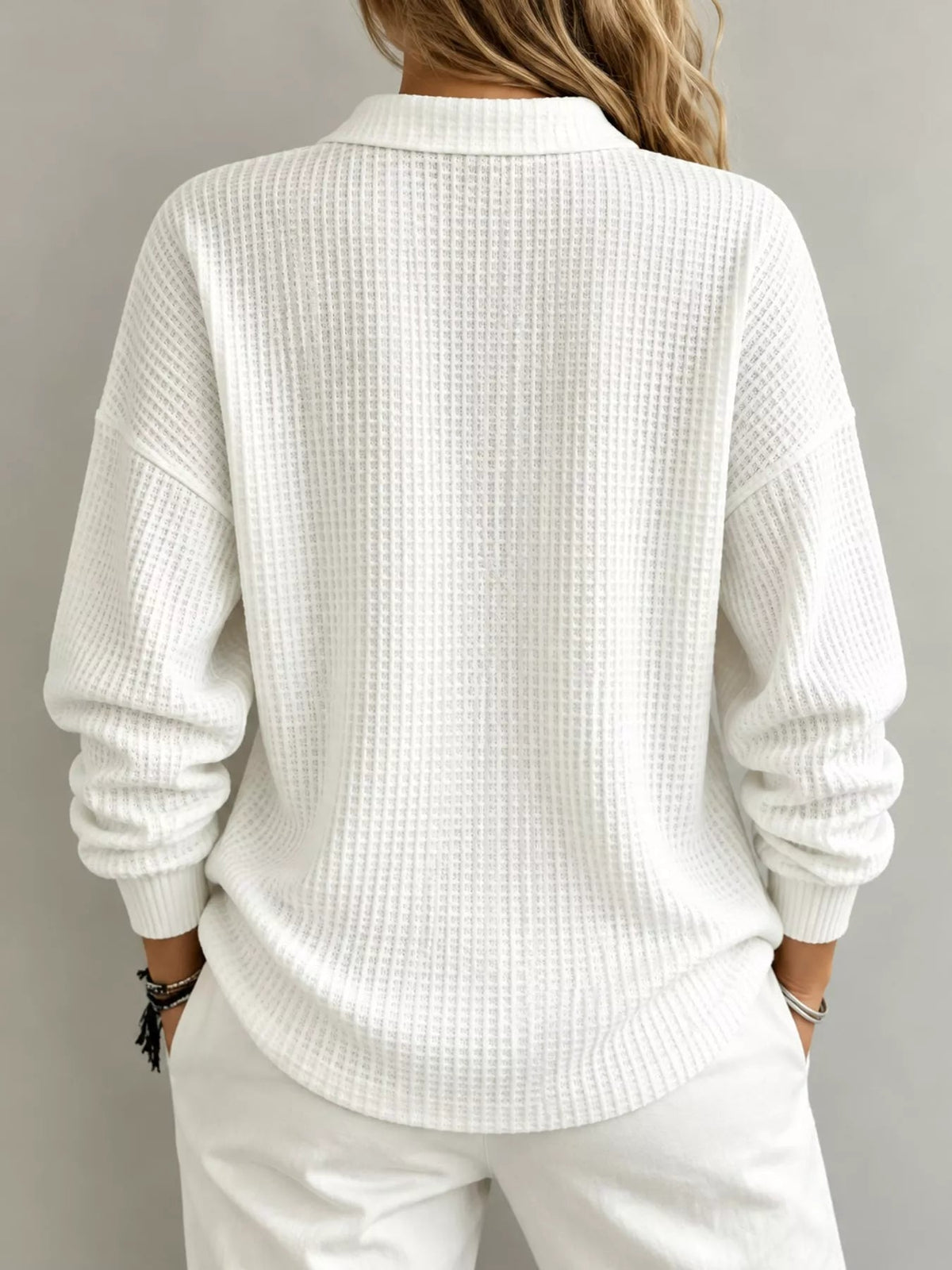 Full Size Waffle Knit Dropped Shoulder Top Plus Size - Bitsy Gypsy Boutique