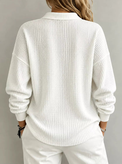 Full Size Waffle Knit Dropped Shoulder Top Plus Size - Bitsy Gypsy Boutique