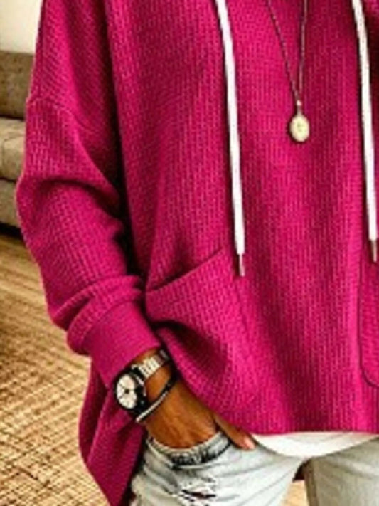 Full Size Waffle Knit Hoodie with Pockets Plus Size - Bitsy Gypsy Boutique
