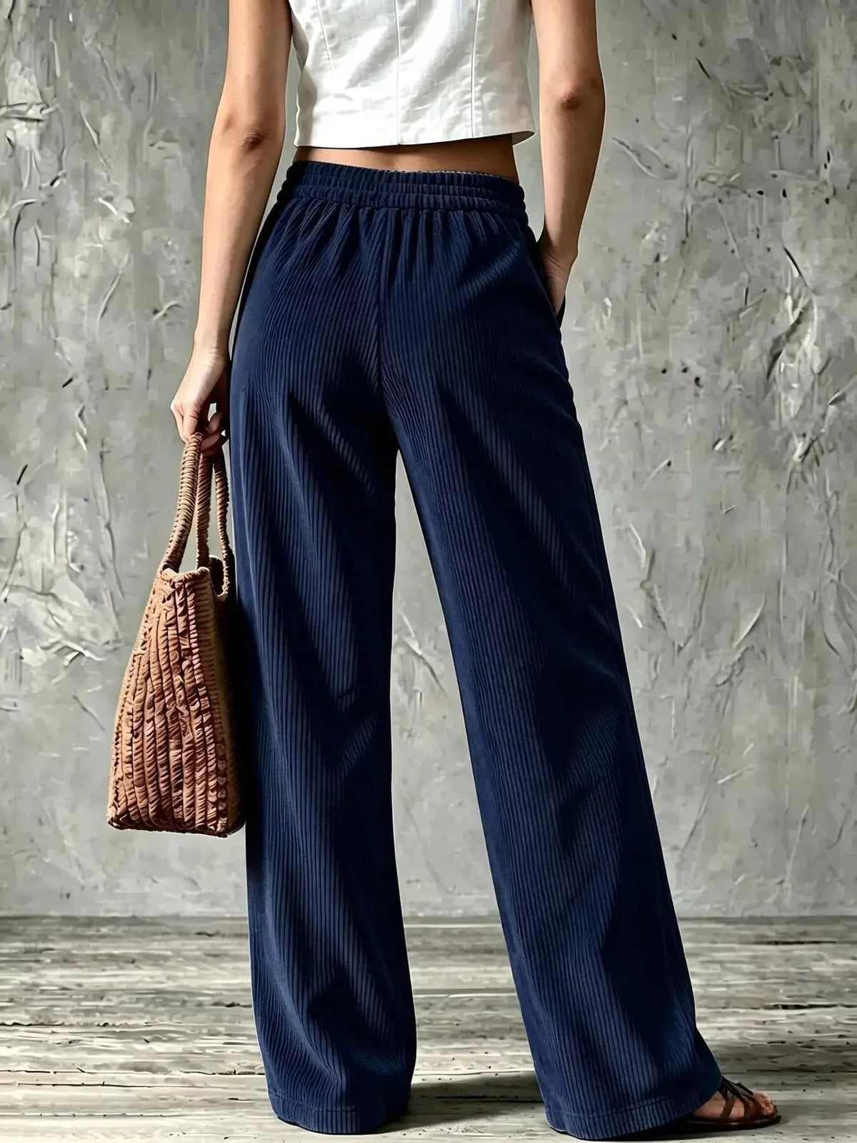 Full Size Wide-Leg Corduroy Pants Plus Size - Bitsy Gypsy Boutique
