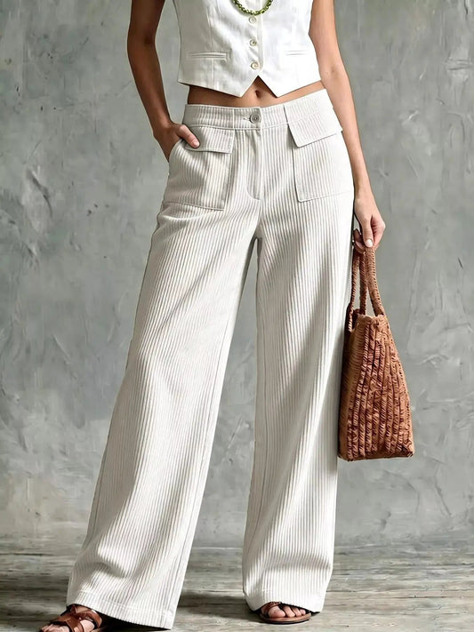 Full Size Wide-Leg Corduroy Pants Plus Size - Bitsy Gypsy Boutique