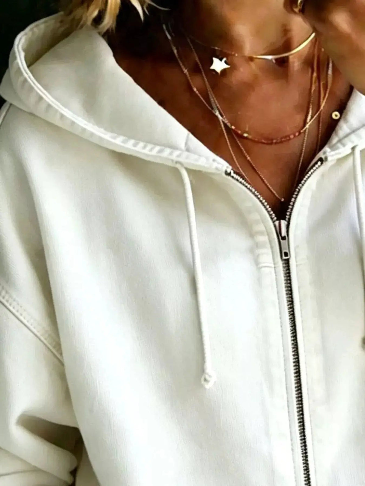 Full Size Zip-Up Dropped Shoulder Hoodie Plus Size - Bitsy Gypsy Boutique