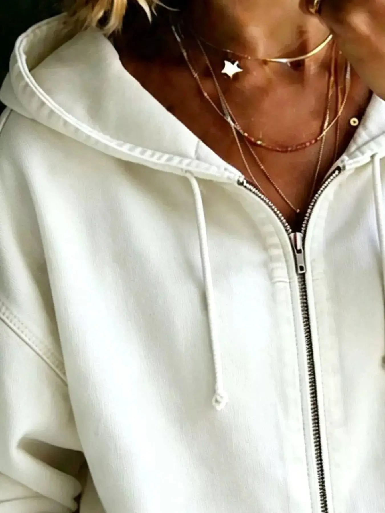 Full Size Zip-Up Dropped Shoulder Hoodie Plus Size - Bitsy Gypsy Boutique