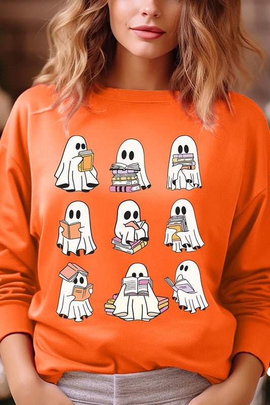 Funny Ghost Book Nerd Graphic Fleece Sweatshirts - Bitsy Gypsy Boutique