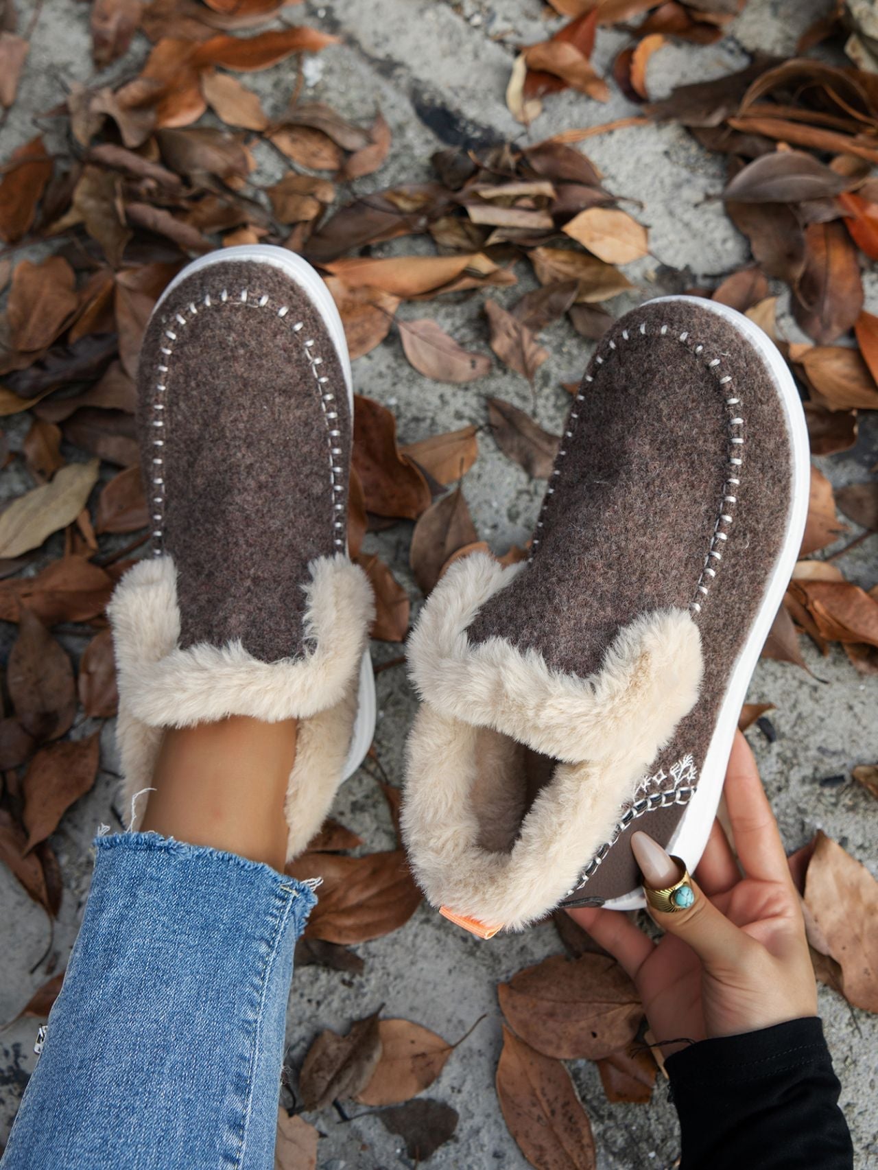 Furry Suede Round Toe Flat Sneakers - Bitsy Gypsy Boutique