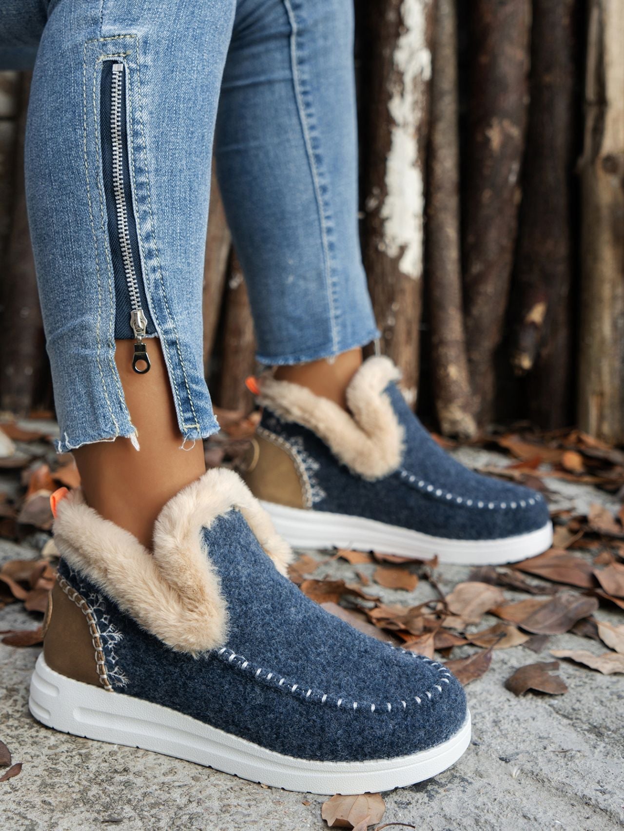 Furry Suede Round Toe Flat Sneakers - Bitsy Gypsy Boutique