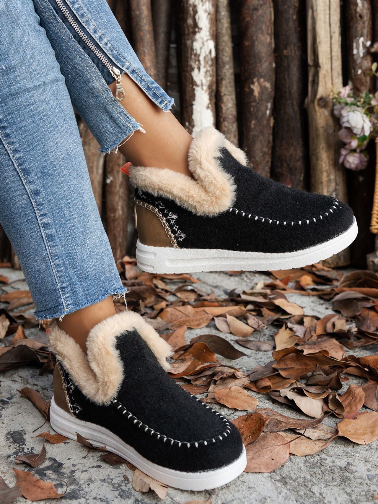 Furry Suede Round Toe Flat Sneakers - Bitsy Gypsy Boutique